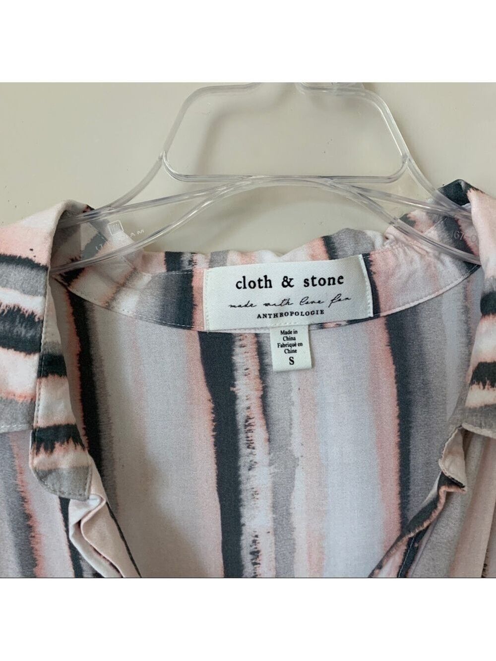 Cloth & Stone Anthropologie Stripe Button Down Long Sleeve Top Size S - Picture 3 of 6